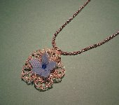 Fine silver crocheted pendant