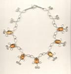 Silver wire necklace with amber